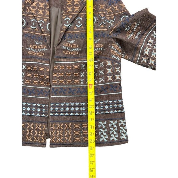 Womens Size 16 Coldwater Creek Brown Embroidered Beaded Blazer Boho Retro Jacket - Picture 9 of 9